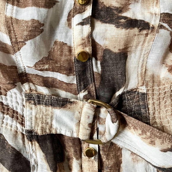 Cache Brown Semi-Sheer Animal Print Linen Blend Blouse - Size Small - Picture 6 of 14